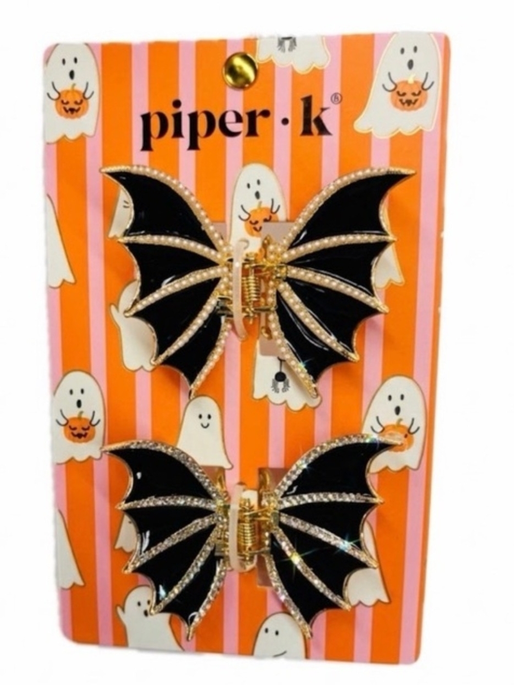 🖤▪️Piper k ▪️ Black and Gold Bat Wing Hair Clip Set Of 2 Metal
